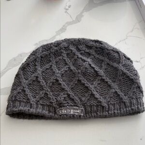 Grey Cable Knit Life Is Good Beanie